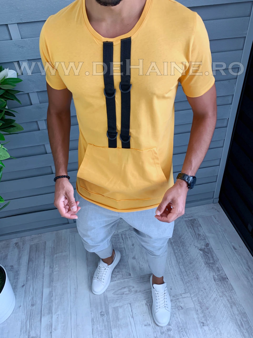 Tricou barbati galben slim fit vagabond b1955 p5-1